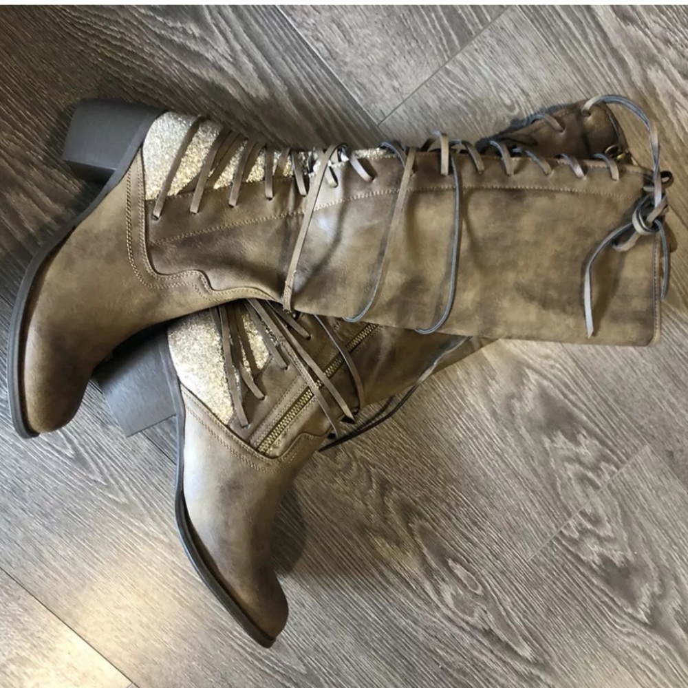 Southern Fried Chics brown Glitter Riding Boots